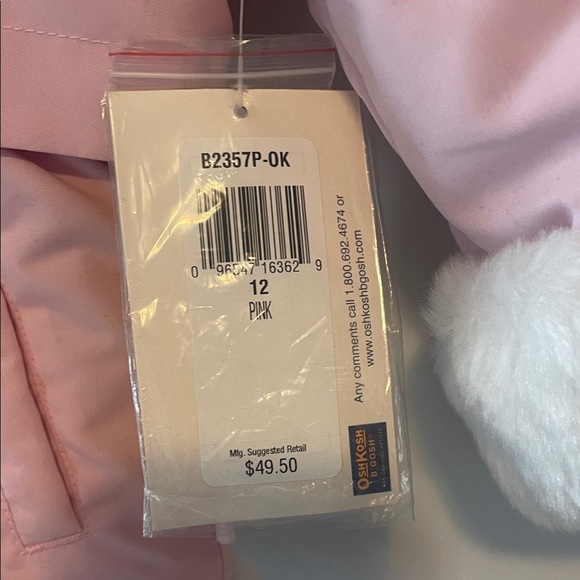 Vintage Oshkosh Pink Winter Jacket with Faux Fur Trim Size 12 Months - Picture 3 of 5